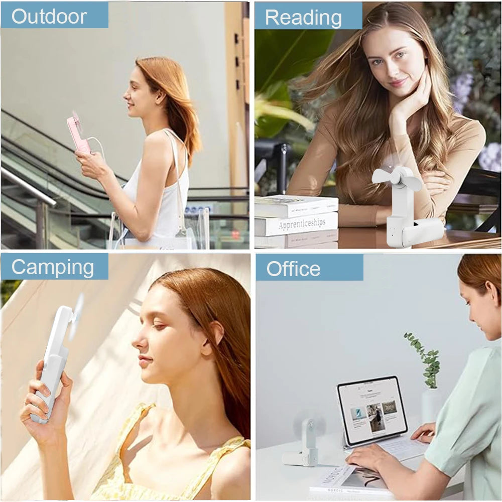 Mini Handheld Pocket Fan With Power Bank