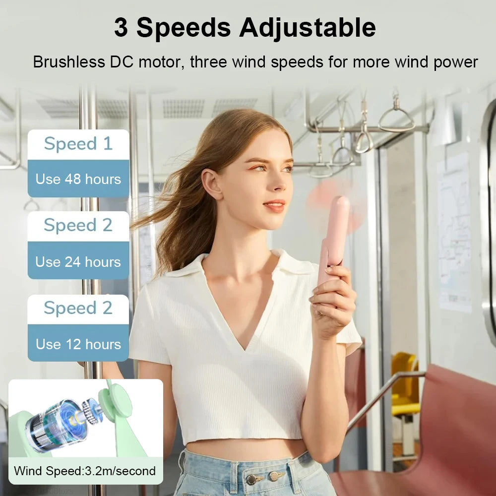 Mini Handheld Pocket Fan With Power Bank
